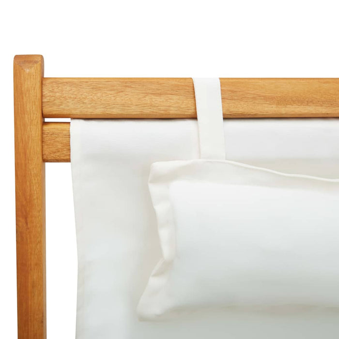 Scaun de plajă pliabil, crem, lemn masiv de eucalipt, textil - WALTI WALTI