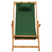Scaun de plajă pliabil, verde, lemn masiv de eucalipt, textil - WALTI WALTI