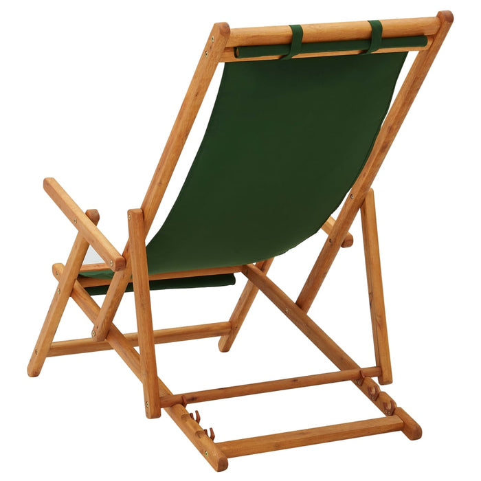 Scaun de plajă pliabil, verde, lemn masiv de eucalipt, textil - WALTI WALTI