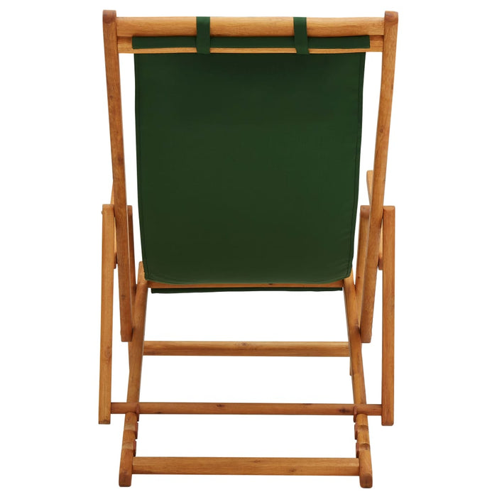 Scaun de plajă pliabil, verde, lemn masiv de eucalipt, textil - WALTI WALTI