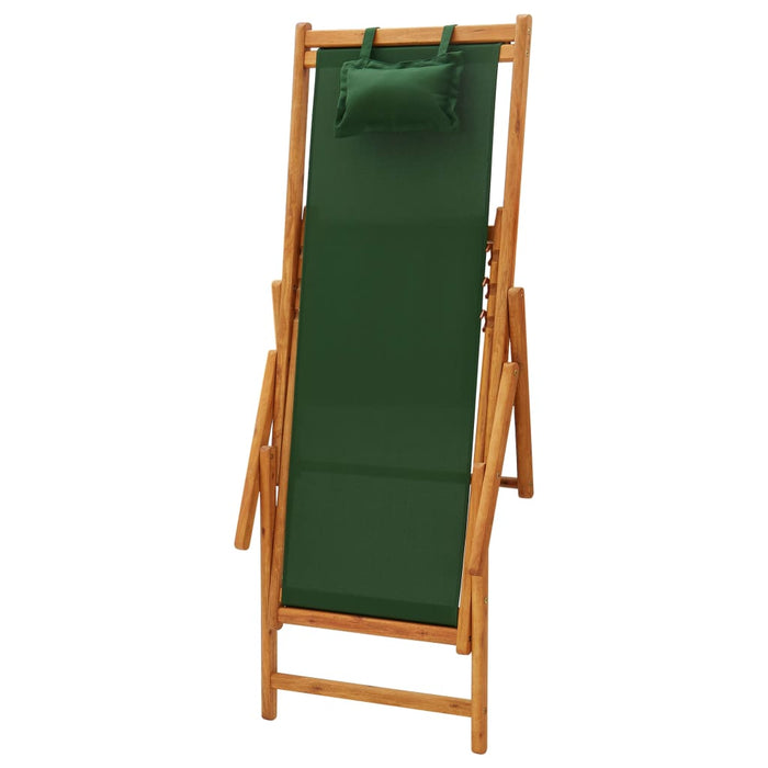 Scaun de plajă pliabil, verde, lemn masiv de eucalipt, textil - WALTI WALTI