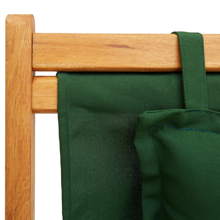 Scaun de plajă pliabil, verde, lemn masiv de eucalipt, textil - WALTI WALTI