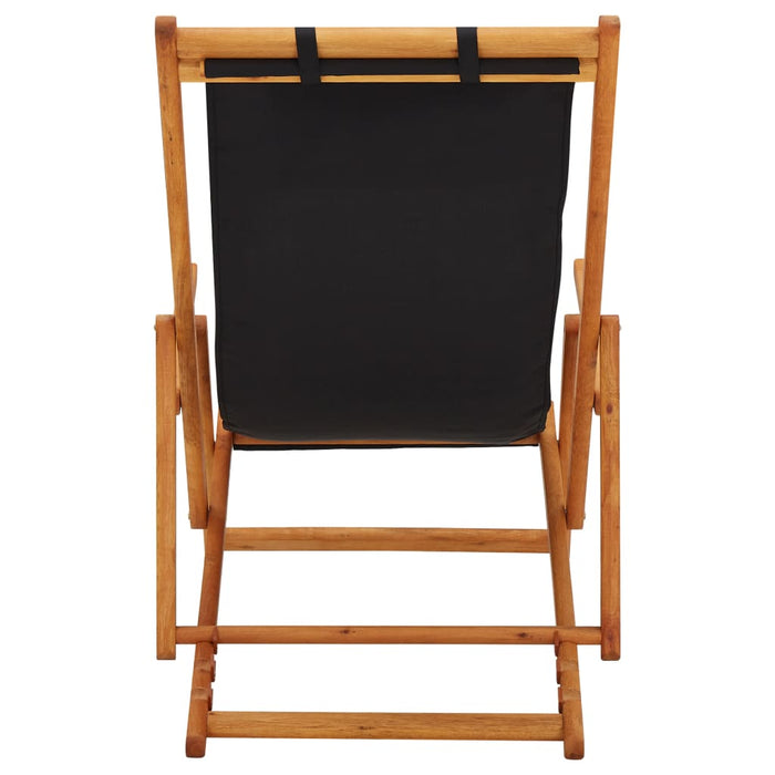 Scaun de plajă pliabil, negru, lemn masiv de eucalipt, textil - WALTI WALTI
