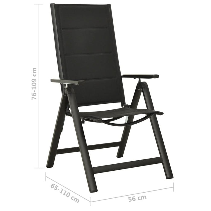 Scaune de grădină pliante, 2 buc., negru, textilenă&aluminiu - WALTI WALTI