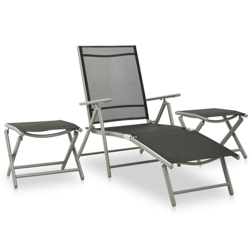 Set mobilier de grădină, 3 piese, argintiu, textilenă&aluminiu - WALTI WALTI