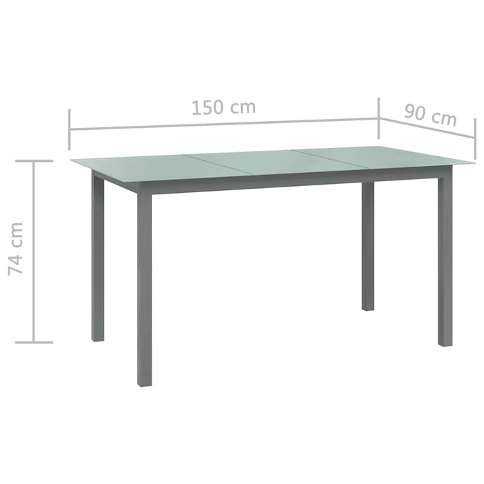 Masă de grădină, gri deschis, 150x90x74 cm, aluminiu și sticlă - WALTI WALTI