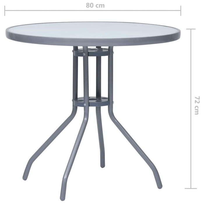 Masă de grădină, gri deschis, 80 cm, oțel și sticlă - WALTI WALTI