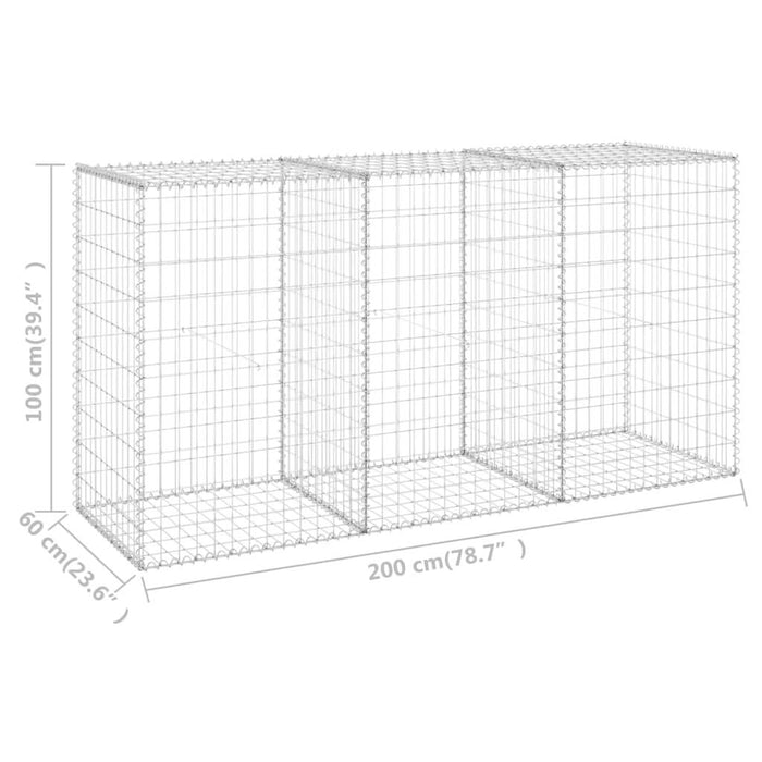 Perete gabion cu capace, 200 x 60 x 100 cm, oțel galvanizat - WALTI WALTI