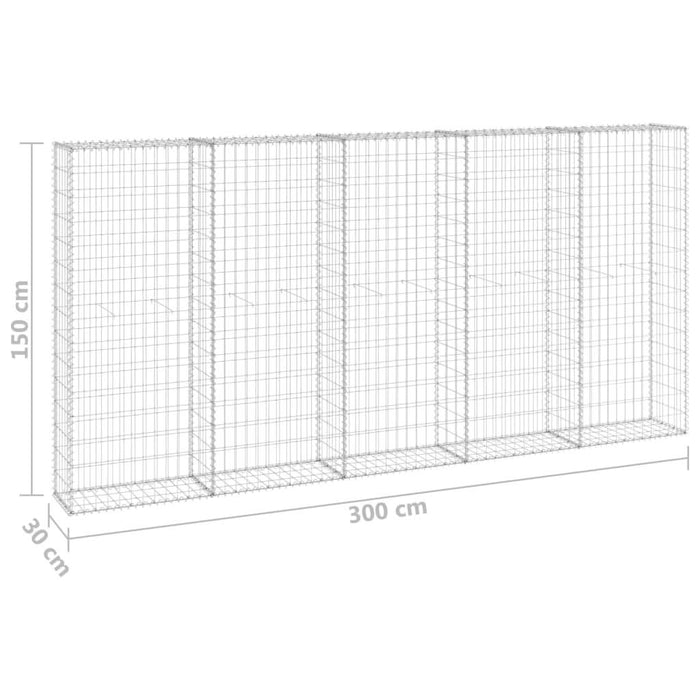 Perete gabion cu capace, 300 x 30 x 150 cm, oțel galvanizat - WALTI WALTI