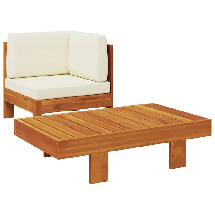 Set mobilier grădină perne alb/crem, 2 piese, lemn masiv acacia - WALTI WALTI