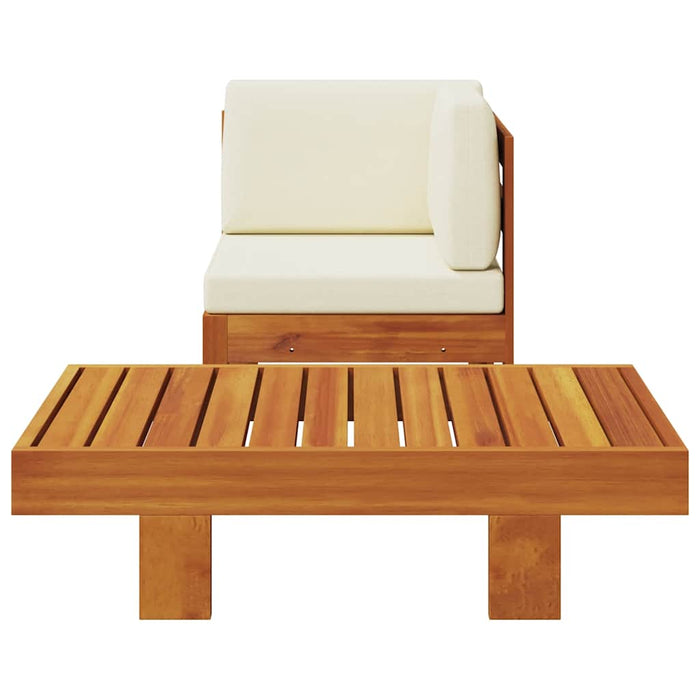Set mobilier grădină perne alb/crem, 2 piese, lemn masiv acacia - WALTI WALTI