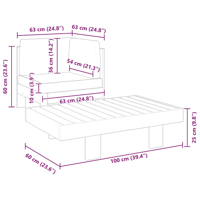 Set mobilier grădină perne alb/crem, 2 piese, lemn masiv acacia - WALTI WALTI