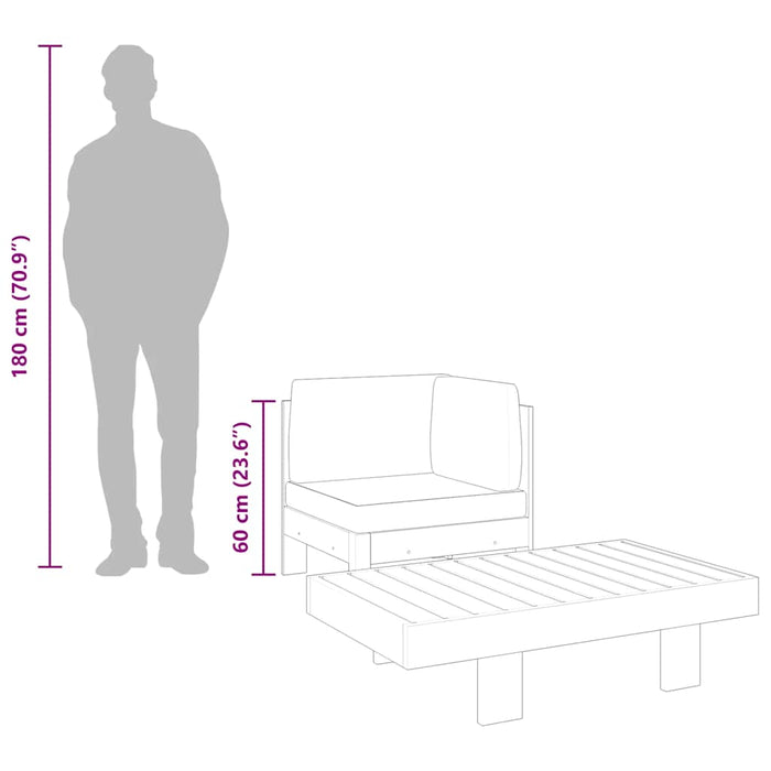 Set mobilier grădină perne alb/crem, 2 piese, lemn masiv acacia - WALTI WALTI