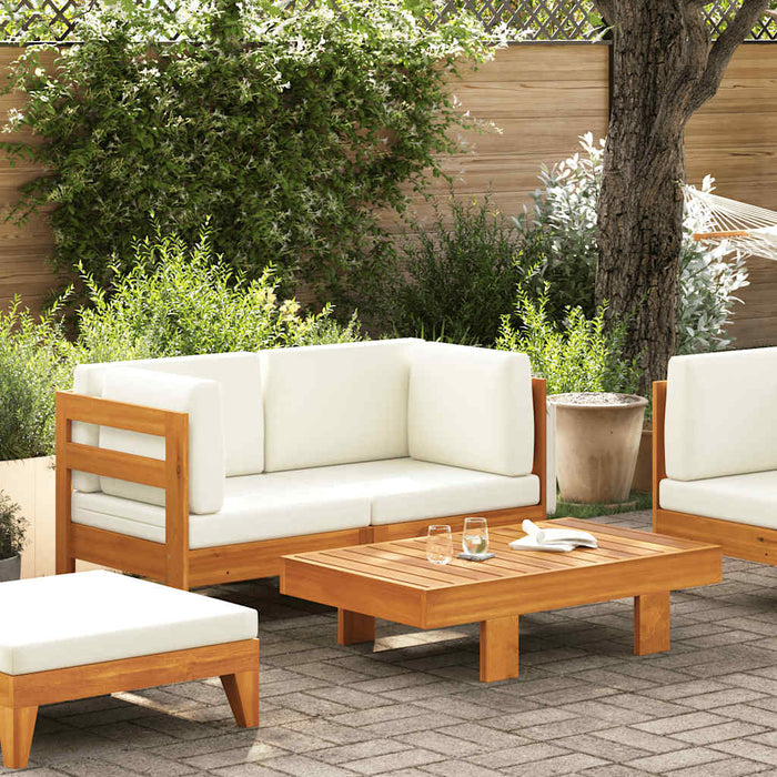 Set mobilier grădină perne alb/crem, 2 piese, lemn masiv acacia - WALTI WALTI