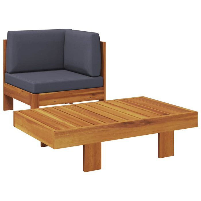 Set mobilier grădină perne gri închis, 2 piese, lemn acacia - WALTI WALTI