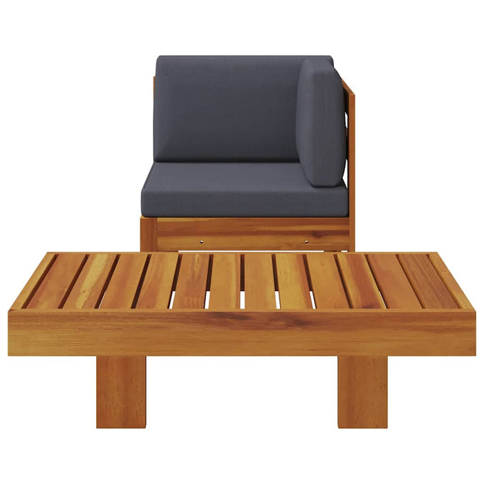 Set mobilier grădină perne gri închis, 2 piese, lemn acacia - WALTI WALTI