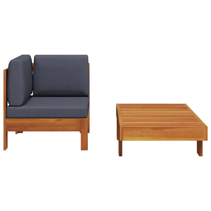 Set mobilier grădină perne gri închis, 2 piese, lemn acacia - WALTI WALTI