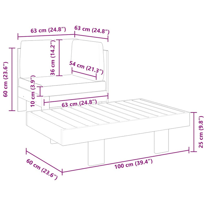 Set mobilier grădină perne gri închis, 2 piese, lemn acacia - WALTI WALTI