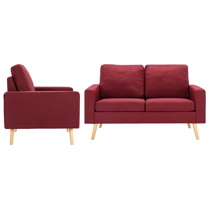 Set de canapele, 2 piese, roșu vin, material textil WALTI