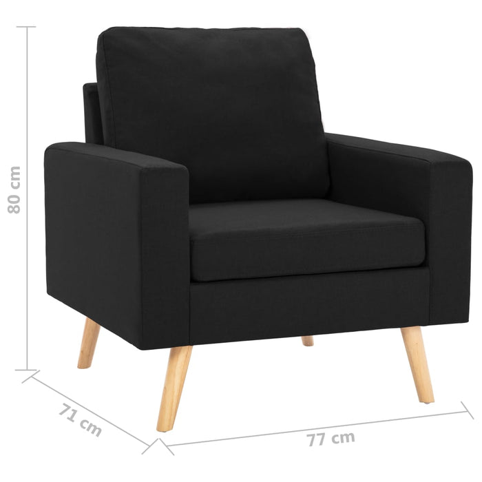 Set de canapele, 2 piese, negru, material textil WALTI