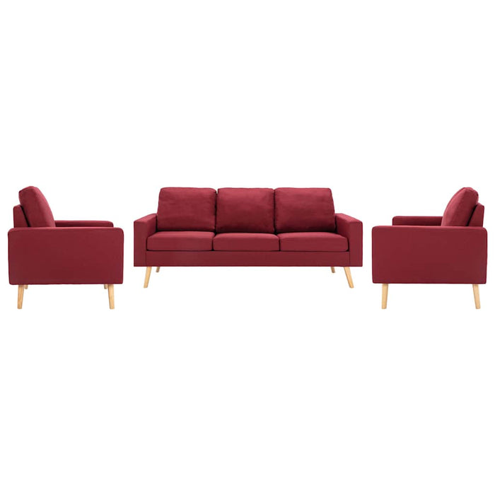 Set de canapele, 3 piese, roșu vin, material textil WALTI