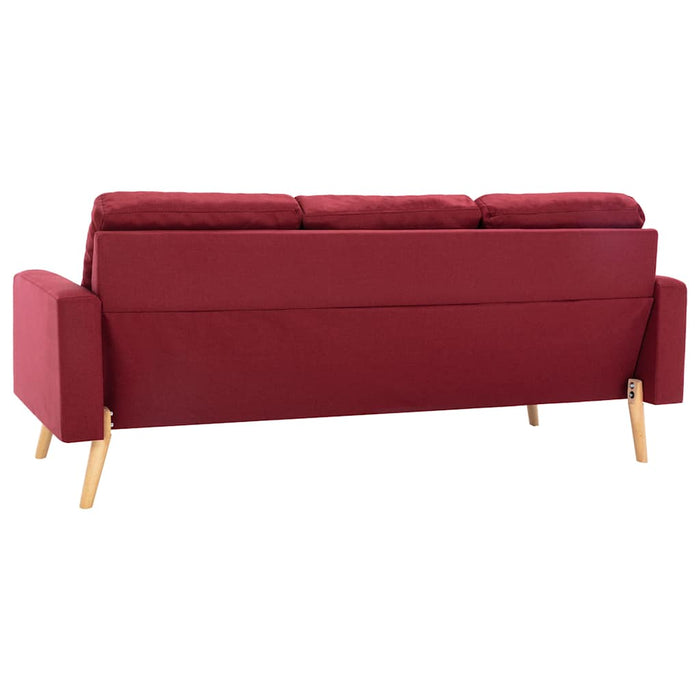 Set de canapele, 3 piese, roșu vin, material textil WALTI