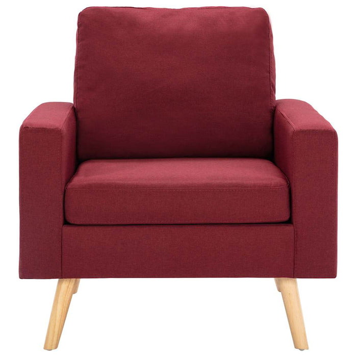 Set de canapele, 3 piese, roșu vin, material textil WALTI