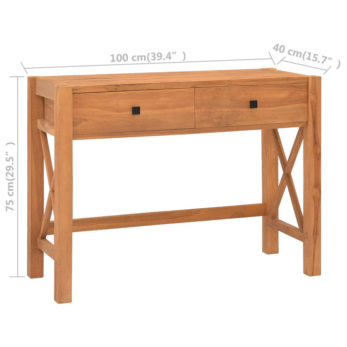Birou cu 2 sertare, 100x40x75 cm, lemn de tec WALTI