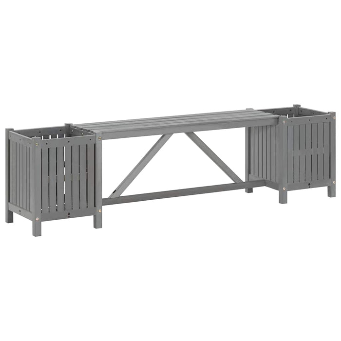 Bancă de grădină cu 2 jardiniere, 150 cm, gri, lemn de acacia - WALTI WALTI