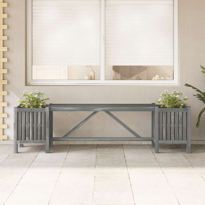 Bancă de grădină cu 2 jardiniere, 150 cm, gri, lemn de acacia - WALTI WALTI