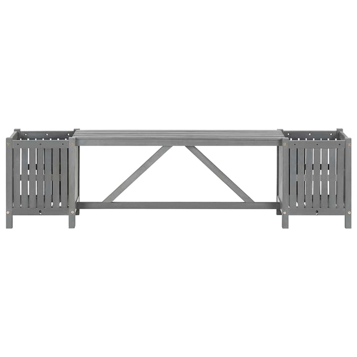 Bancă de grădină cu 2 jardiniere, 150 cm, gri, lemn de acacia - WALTI WALTI