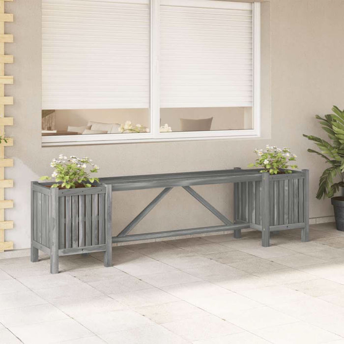 Bancă de grădină cu 2 jardiniere, 150 cm, gri, lemn de acacia - WALTI WALTI