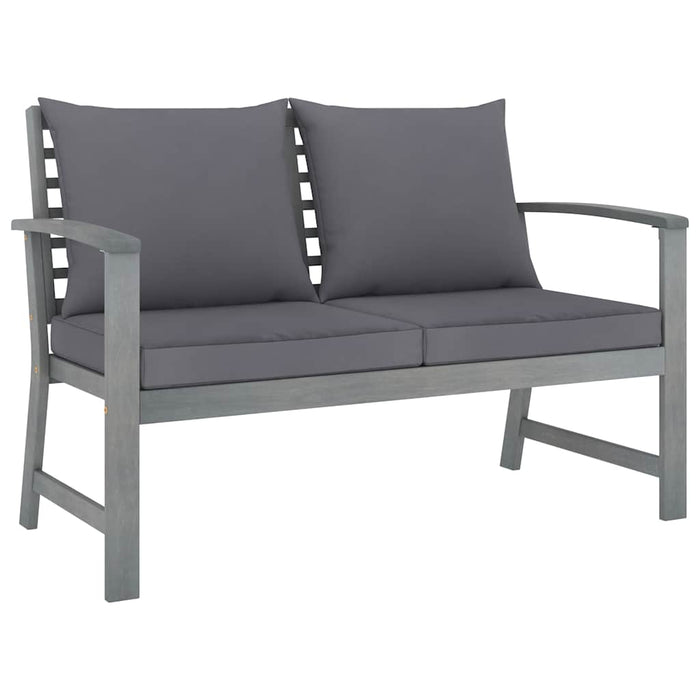 Bancă grădină cu pernă, gri închis, 120 cm, lemn masiv acacia WALTI