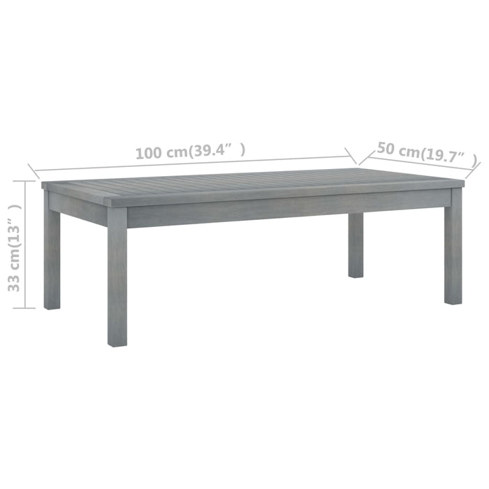 Măsuță de cafea, gri, 100 x 50 x 33 cm, lemn masiv de acacia - WALTI WALTI