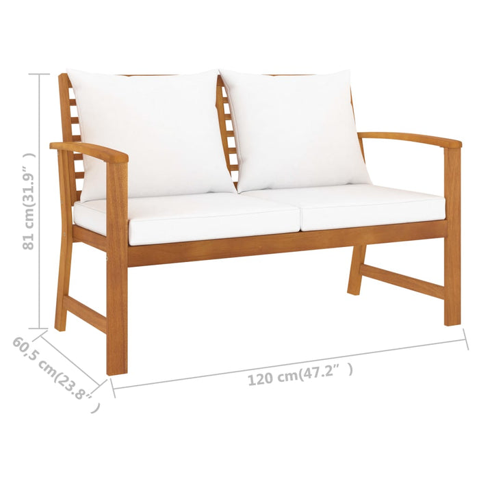 Bancă de grădină, 120 cm, crem, lemn masiv de acacia - WALTI WALTI