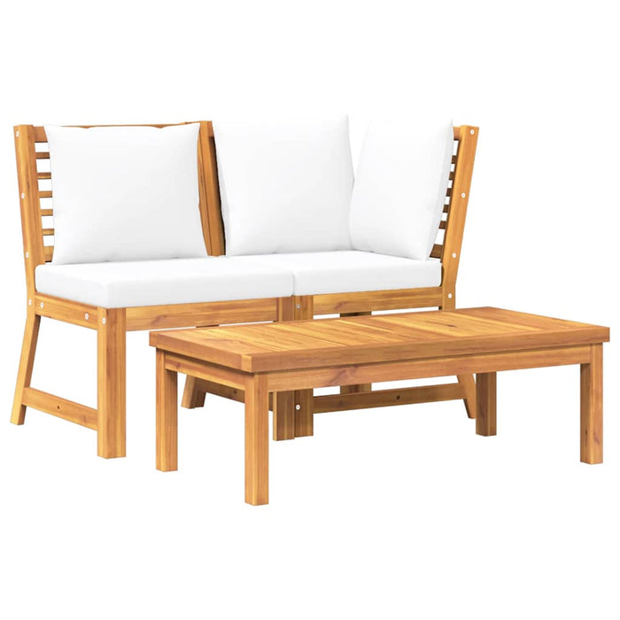 Set mobilier de grădină, 3 piese, perne crem, lemn masiv acacia - WALTI WALTI