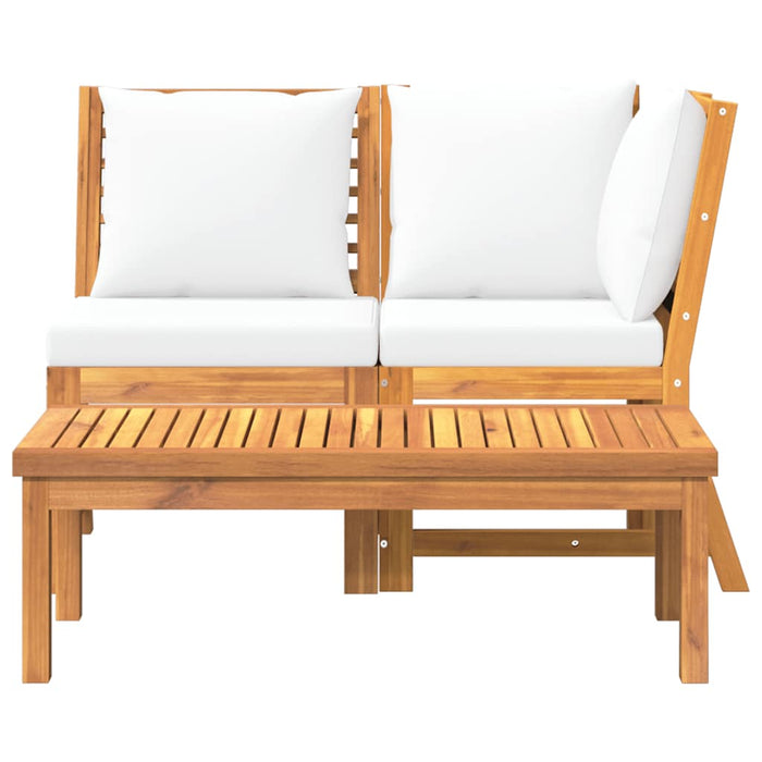 Set mobilier de grădină, 3 piese, perne crem, lemn masiv acacia - WALTI WALTI