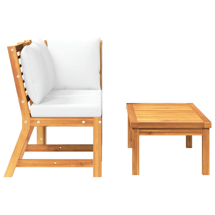 Set mobilier de grădină, 3 piese, perne crem, lemn masiv acacia - WALTI WALTI