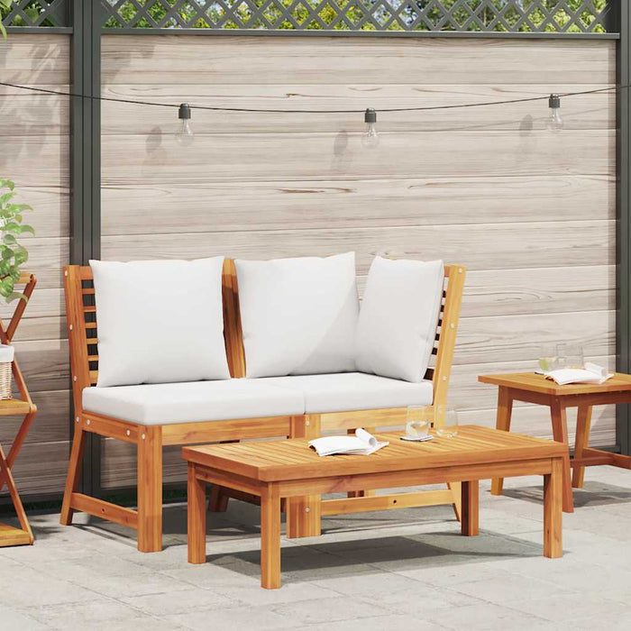 Set mobilier de grădină, 3 piese, perne crem, lemn masiv acacia - WALTI WALTI