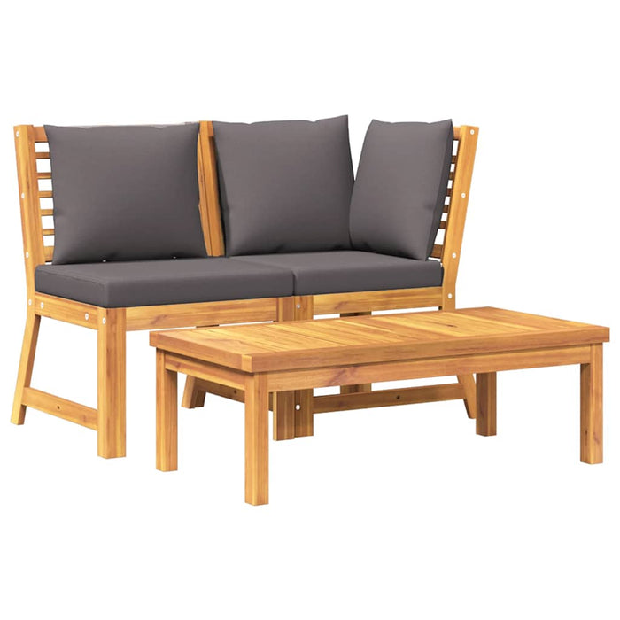 Set mobilier de grădină, 3 piese, perne gri închis, lemn acacia - WALTI WALTI