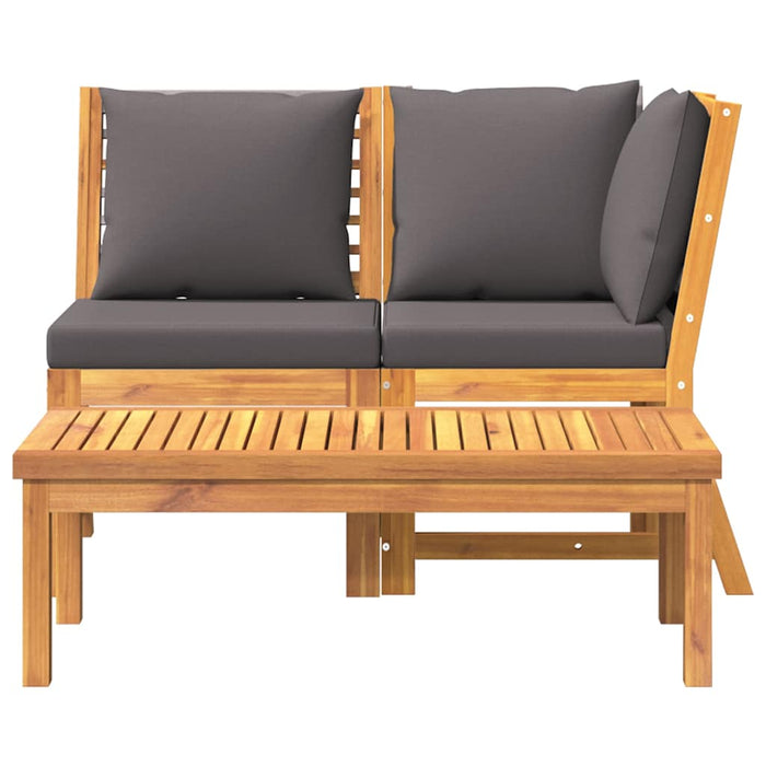 Set mobilier de grădină, 3 piese, perne gri închis, lemn acacia - WALTI WALTI