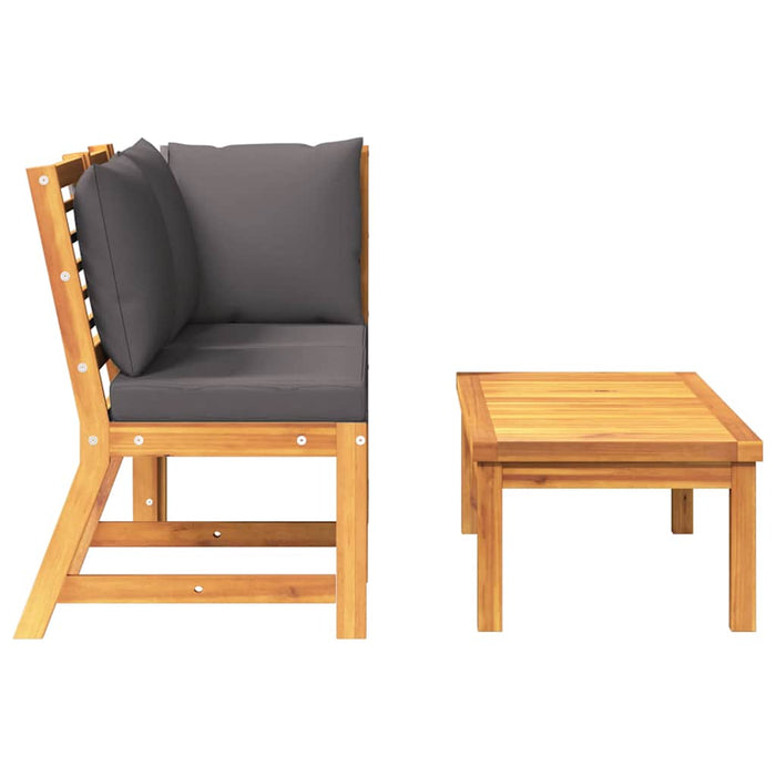 Set mobilier de grădină, 3 piese, perne gri închis, lemn acacia - WALTI WALTI