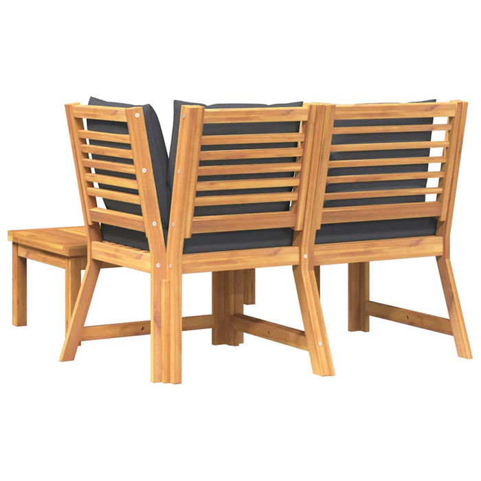 Set mobilier de grădină, 3 piese, perne gri închis, lemn acacia - WALTI WALTI