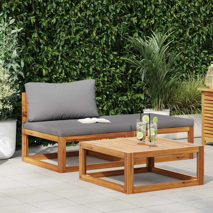 Set mobilier de grădină cu perne, 3 piese, lemn masiv de acacia - WALTI WALTI