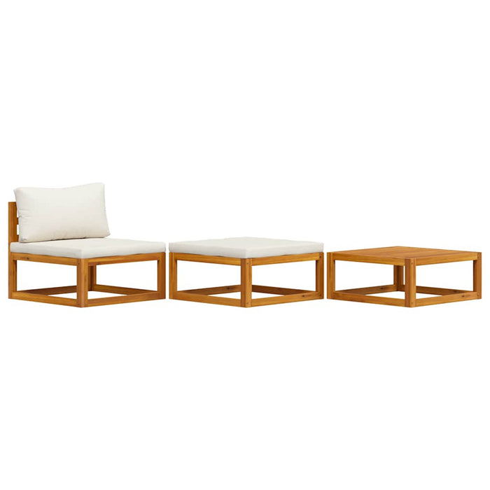 Set mobilier de grădină, 3 piese, perne crem, lemn masiv acacia - WALTI WALTI