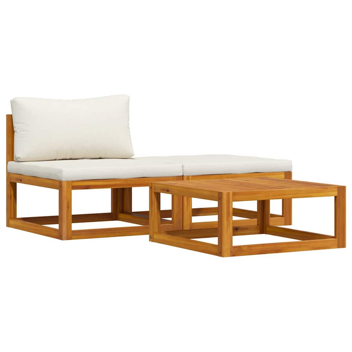 Set mobilier de grădină, 3 piese, perne crem, lemn masiv acacia - WALTI WALTI
