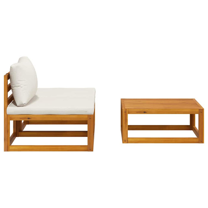 Set mobilier de grădină, 3 piese, perne crem, lemn masiv acacia - WALTI WALTI