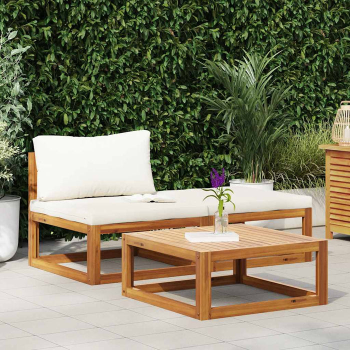 Set mobilier de grădină, 3 piese, perne crem, lemn masiv acacia - WALTI WALTI