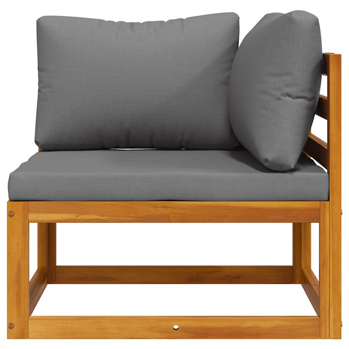 Canapea de colț modulară, pernă gri închis, lemn masiv acacia - WALTI WALTI
