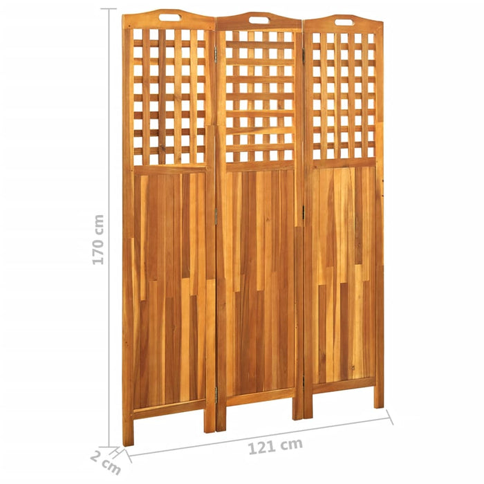 Paravan de cameră cu 3 panouri, 121x2x170 cm, lemn masiv acacia - WALTI WALTI